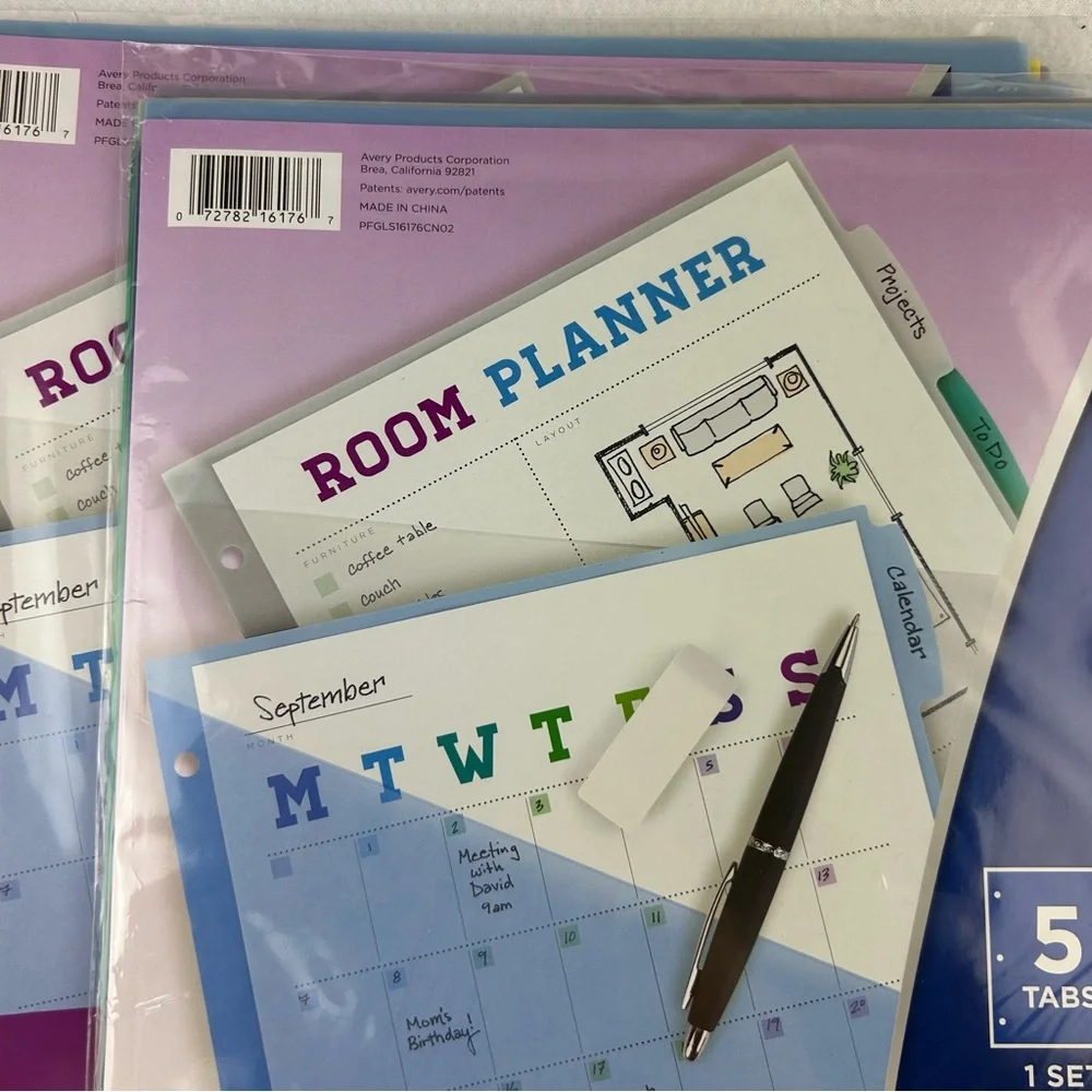 Avery 5 Tab Write & Erase Pocket Plastic Dividers 16176 Lot of 2